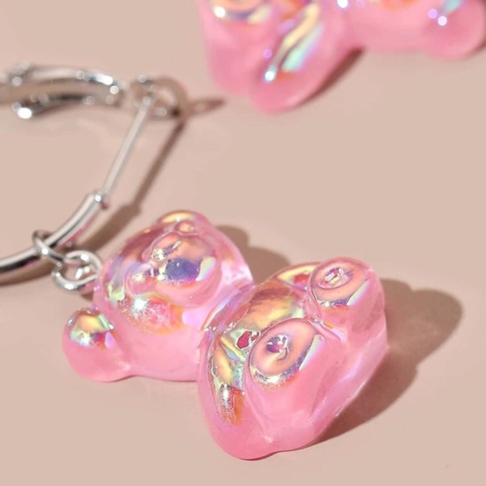 🧸 Adorable Iridescent Yummy Gummy Bear Hoops 🧸 - Picture 3 of 3